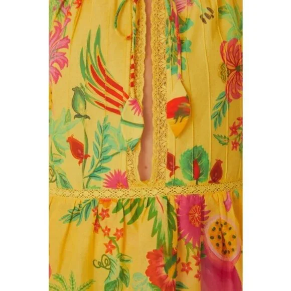 💕FARM RIO💕 Yellow Delicate Fruit Garden Sleeveless Blouse ~ Medium NWT